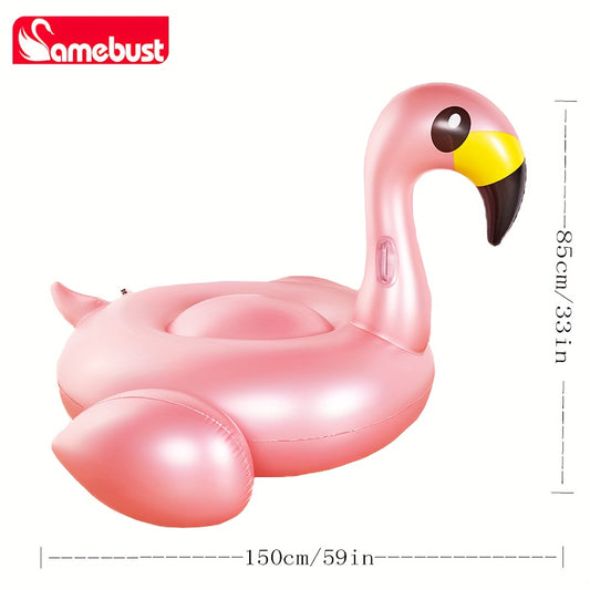 Inflatable Rose Golden Flamingo Swim Ring, Summer Pool Party Float Toy, Hawaiian Beach Party Essential, Photo Prop, Atmosphere Accessory